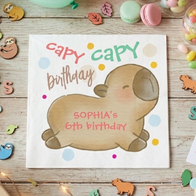 Serviette En Papier Anniversaire de capybara capy (Créateur téléchargé)
