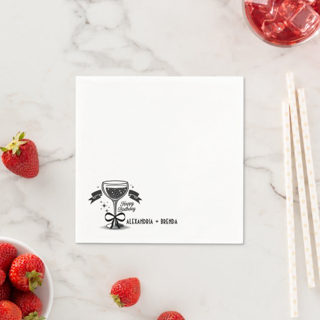 Serviette En Papier Anniversaire de Champagne Bow (En situation)