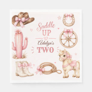 Serviette En Papier Anniversaire de Cheval de Cowgirl Occidental Rose