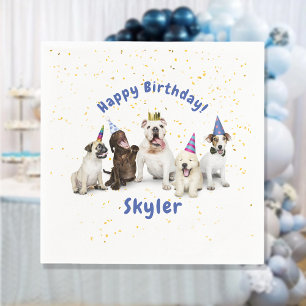 Serviette En Papier Anniversaire de chien Bleu