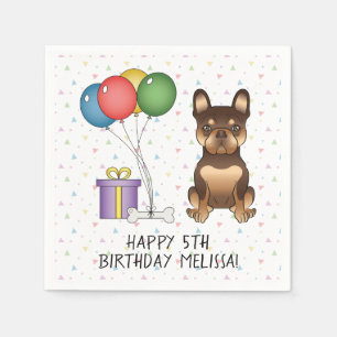 Serviette En Papier Anniversaire de chien mignon bouledogue français c