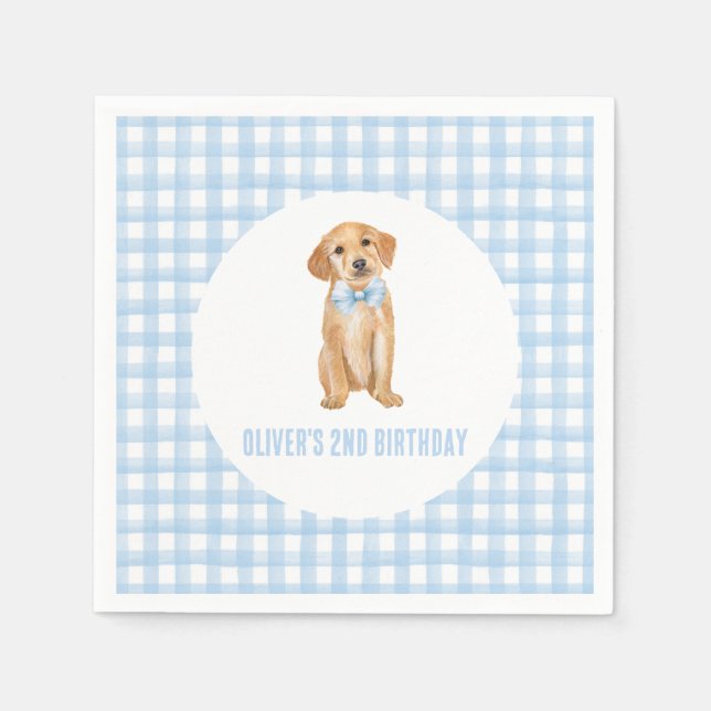 Serviette En Papier Anniversaire de chiot prépa carreaux (Devant)
