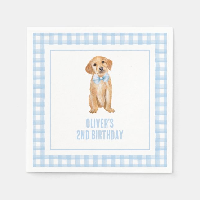 Serviette En Papier Anniversaire de chiot prépa carreaux (Devant)