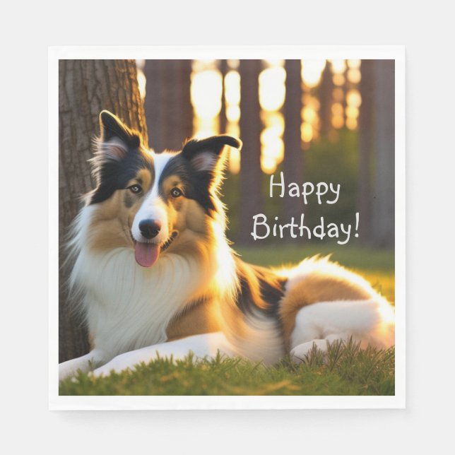 Serviette En Papier Anniversaire de Collie Dog (Devant)