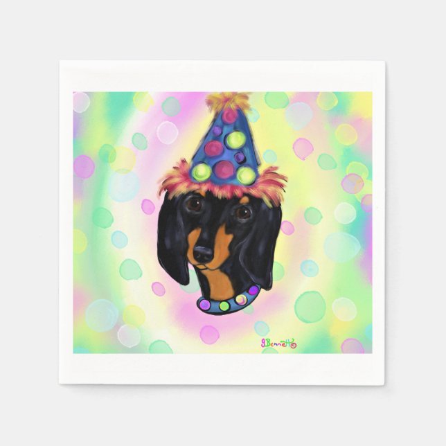 Serviette En Papier Anniversaire de Dachshund (Devant)