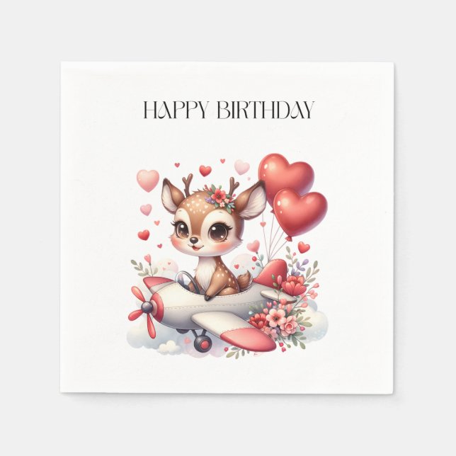 Serviette En Papier Anniversaire de Deer Pilot (Devant)