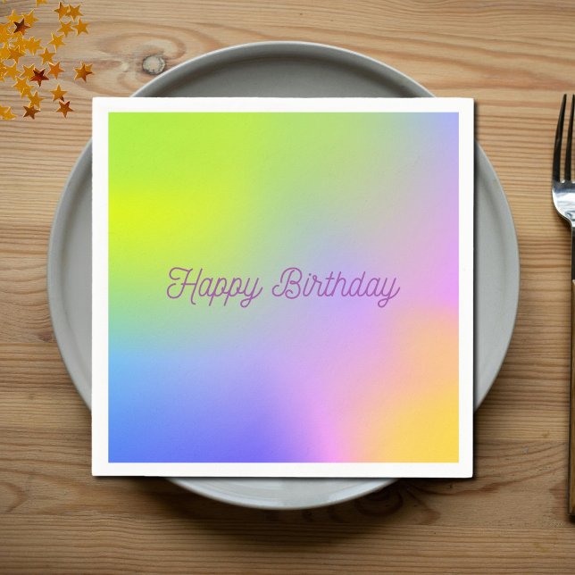 Serviette En Papier anniversaire de dégradé jaune pourpre (Créateur téléchargé)