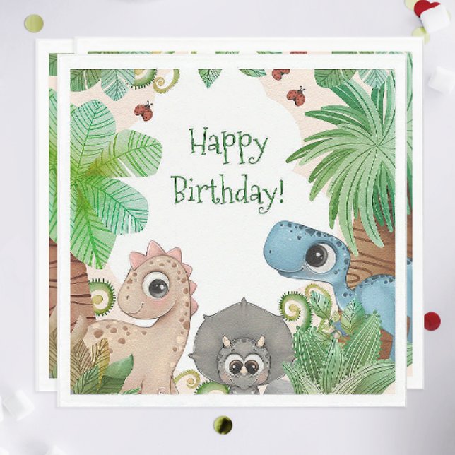 Serviette En Papier Anniversaire de dinosaure pour enfants (Dinosaur Birthday Party Napkins)