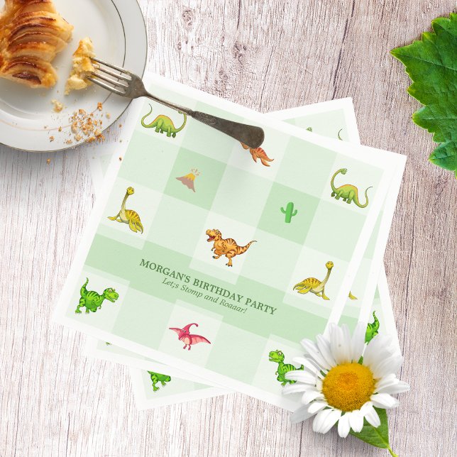 Serviette En Papier Anniversaire de enfant d'aventure Dinosaur Jungle  (in use)