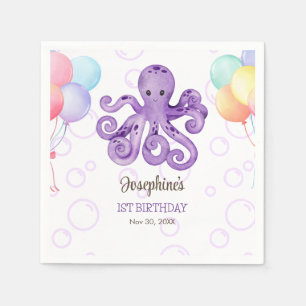 Serviette En Papier Anniversaire de enfant de bulle violet Octopus