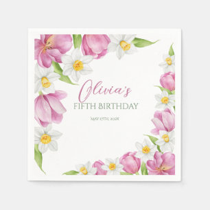 Serviette En Papier Anniversaire de enfant de fleurs colorées au print