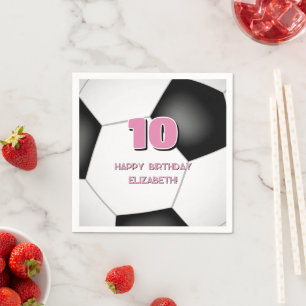 Serviette En Papier anniversaire de enfant de football noir blanc