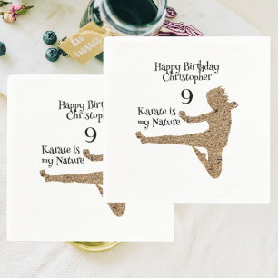 Serviette En Papier Anniversaire de enfant de karaté moderne Black Mar