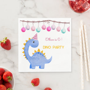 Serviette En Papier Anniversaire de enfant de la fête Dino Watercolor
