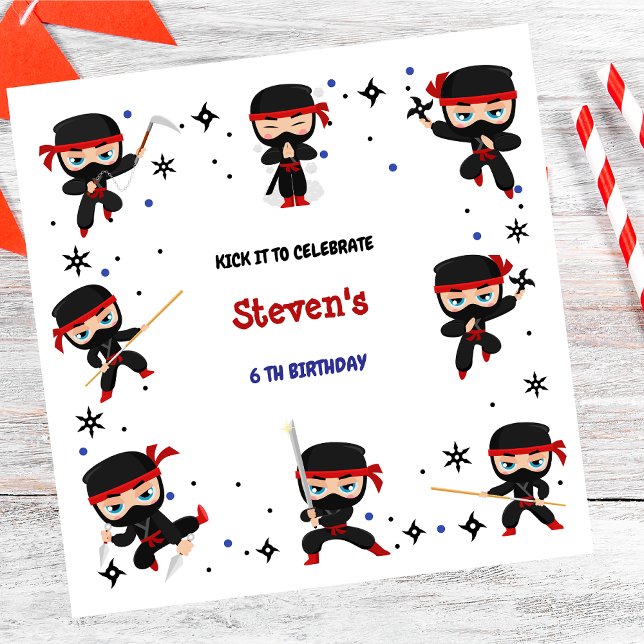 Serviette En Papier Anniversaire de enfant de style Ninja (Créateur téléchargé)