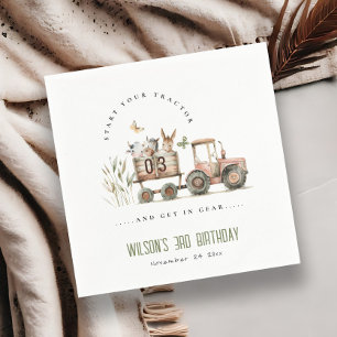 Serviette En Papier Anniversaire de enfant de tracteur pour animaux de