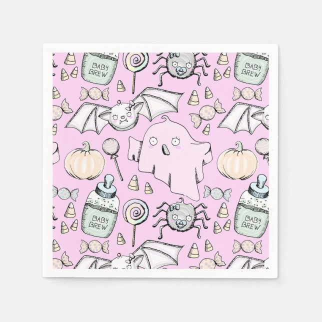 Serviette En Papier Anniversaire de enfant d'Halloween doux et doux (Devant)