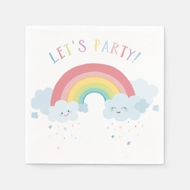 Serviette En Papier ANNIVERSAIRE DE ENFANT LET'S PARTY couleurs pastel (Devant)