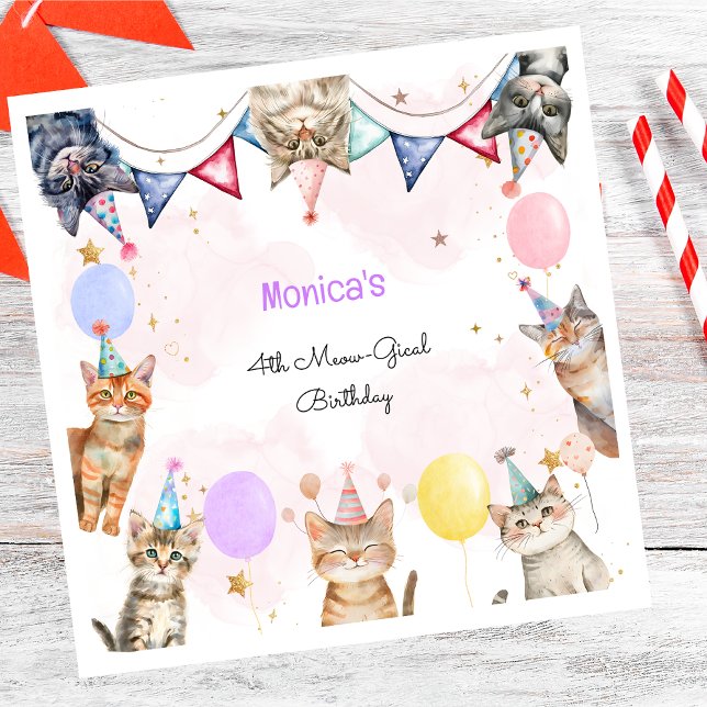 Serviette En Papier Anniversaire de enfant mémiogique des chats de fêt (Créateur téléchargé)