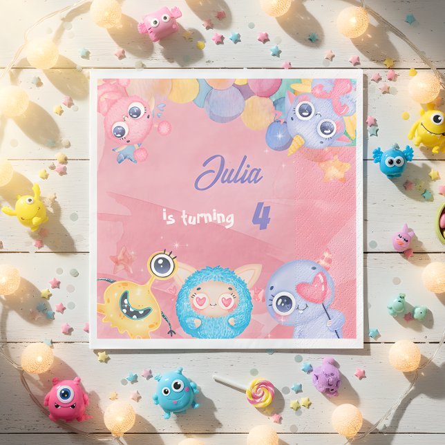 Serviette En Papier Anniversaire de enfant mignon Little Monster (Créateur téléchargé)