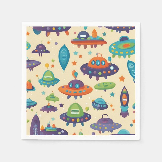 Serviette En Papier Anniversaire de enfant partie alien serviettes de  (Devant)