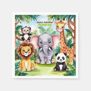 Serviette En Papier Anniversaire de enfant Party Cute Animaux Safari J