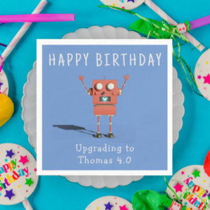 Serviette En Papier Anniversaire de enfant robot Red 3D