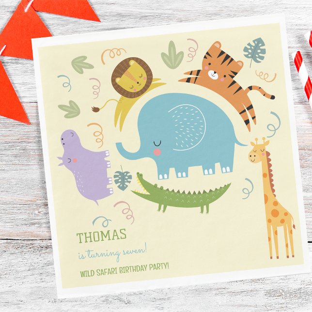 Serviette En Papier Anniversaire de enfant safari sauvage (Créateur téléchargé)