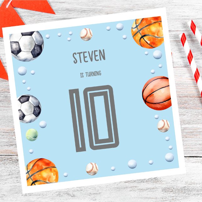 Serviette En Papier Anniversaire de enfant sportif de balle (Créateur téléchargé)