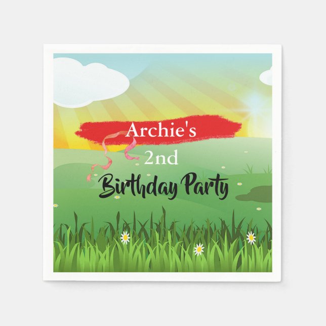 Serviette En Papier Anniversaire de enfant Sun Fun Rustic Festival (Devant)