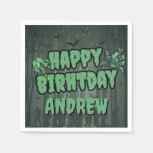 Serviette En Papier Anniversaire de fête Zombie Sombre Effrayant Vert