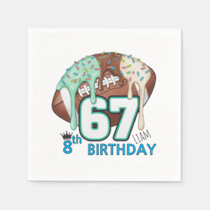 Serviette En Papier Anniversaire de garçon 8 ans Football Crème Glacée