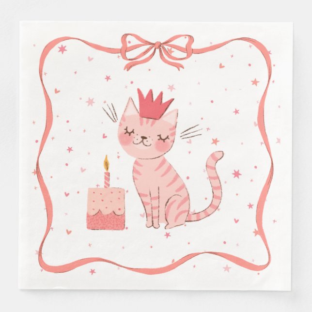 Serviette En Papier Anniversaire de Jolie Kitty (Devant)