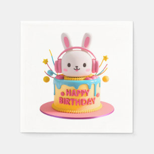 Serviette En Papier Anniversaire de Kawaii Bunny