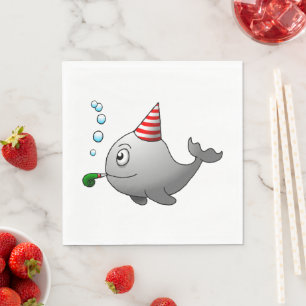 Serviette En Papier Anniversaire de la Baleine de Fête Mignonne