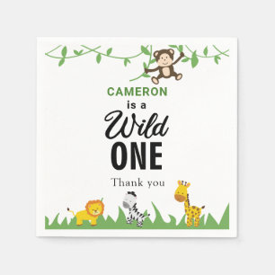 Serviette En Papier Anniversaire de la bête sauvage Kawaii Safari Jung