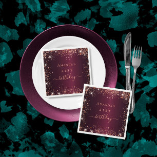 Serviette En Papier Anniversaire de la Bourgogne rose