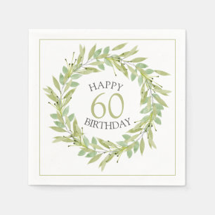 Serviette En Papier Anniversaire de la couronne végétale verte