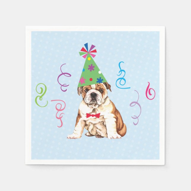 Serviette En Papier Anniversaire de la fête Bulldog Napkins (Devant)