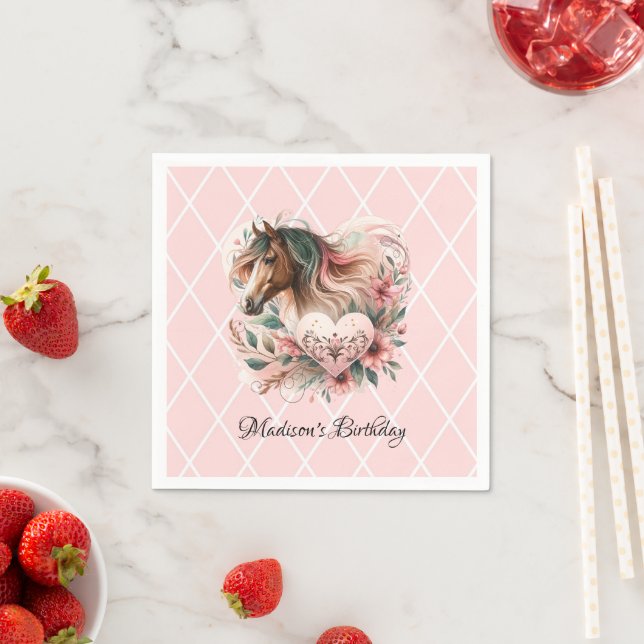 Serviette En Papier Anniversaire de la fille du cheval (En situation)