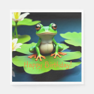 Serviette En Papier Anniversaire de la grenouille adorable