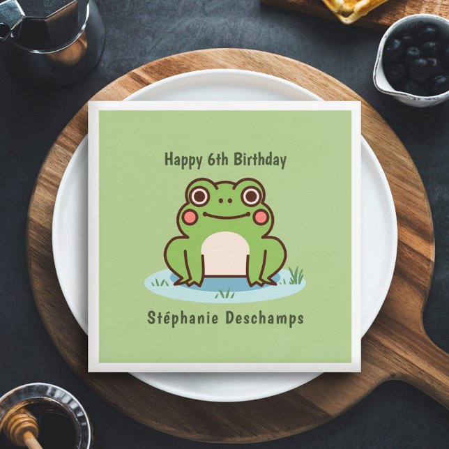 Serviette En Papier Anniversaire de la Grenouille mignonne (Cute Frog Napkin)