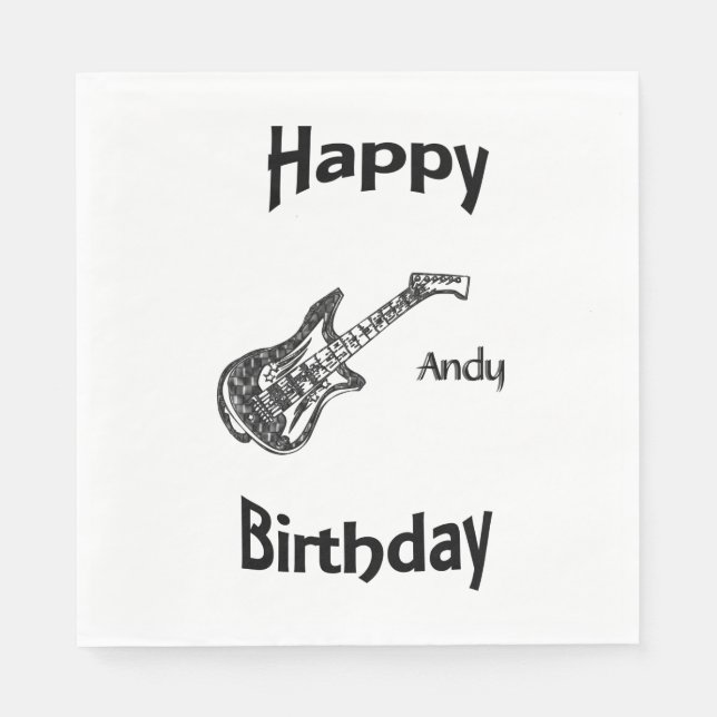Serviette En Papier Anniversaire de la guitare électrique (Devant)