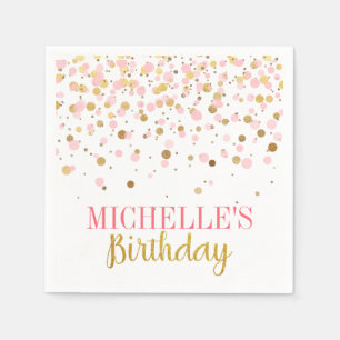 Serviette En Papier Anniversaire de la jeune fille de Confetti en or r