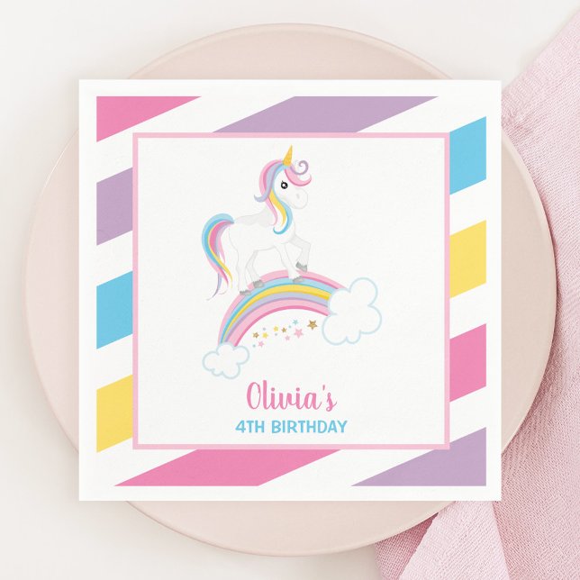 Serviette En Papier Anniversaire de la licorne arc-en-ciel magique (Créateur téléchargé)