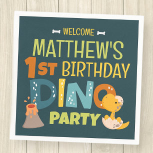 Serviette En Papier Anniversaire de la mignonne Dino Dinosaur