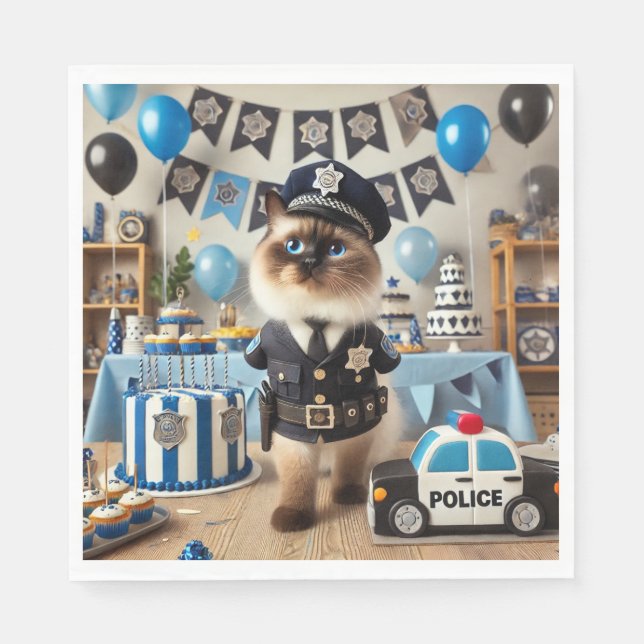 Serviette En Papier Anniversaire de la police (Devant)