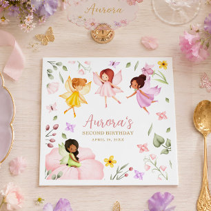 Serviette En Papier Anniversaire de la Princesse Fée Magique du Jardin