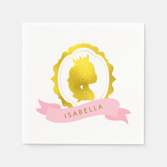 Serviette En Papier Anniversaire de la princesse rose Cameo (Devant)