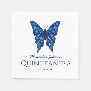 Serviette En Papier Anniversaire de la Quinceanera Bleue